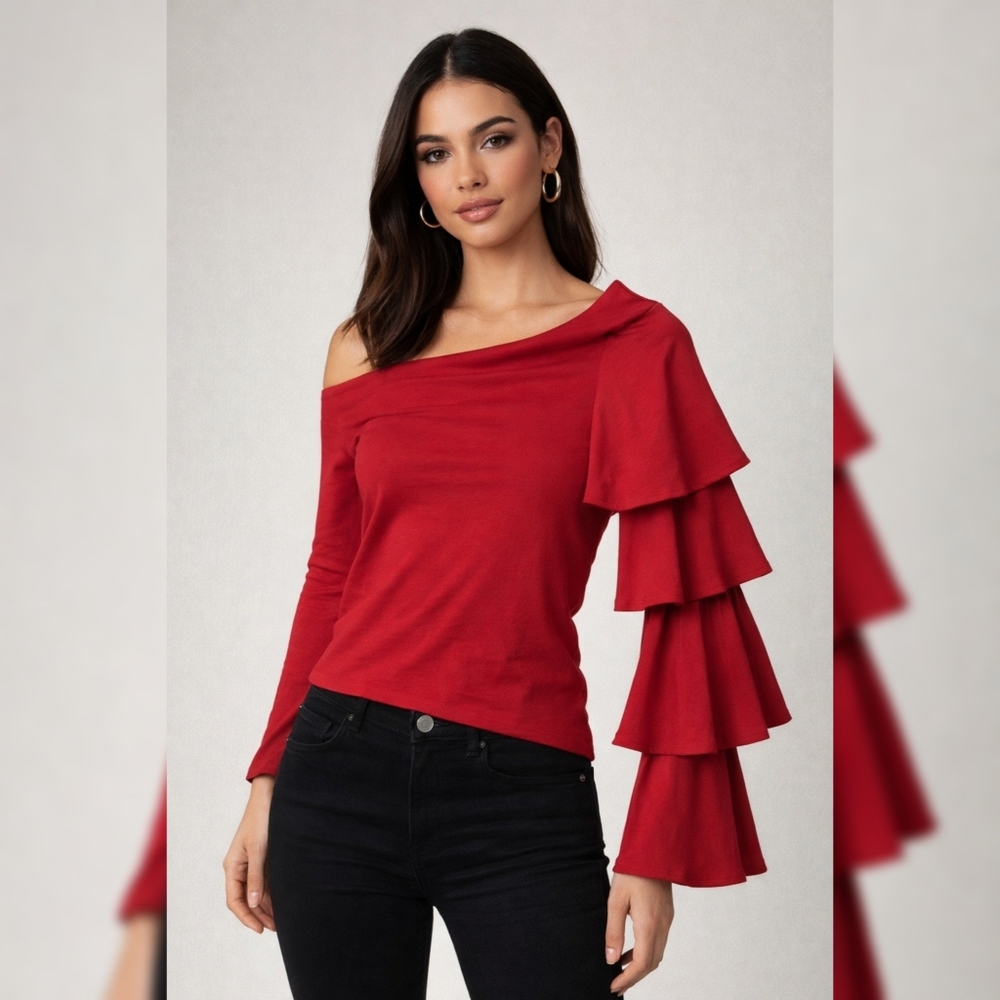 Torn by Ronny Kobo Vibrant Red Top